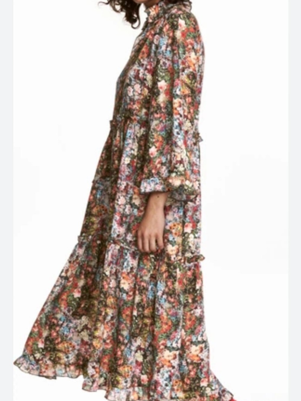 H&M Floral Printed Ruffled Tiered Dress